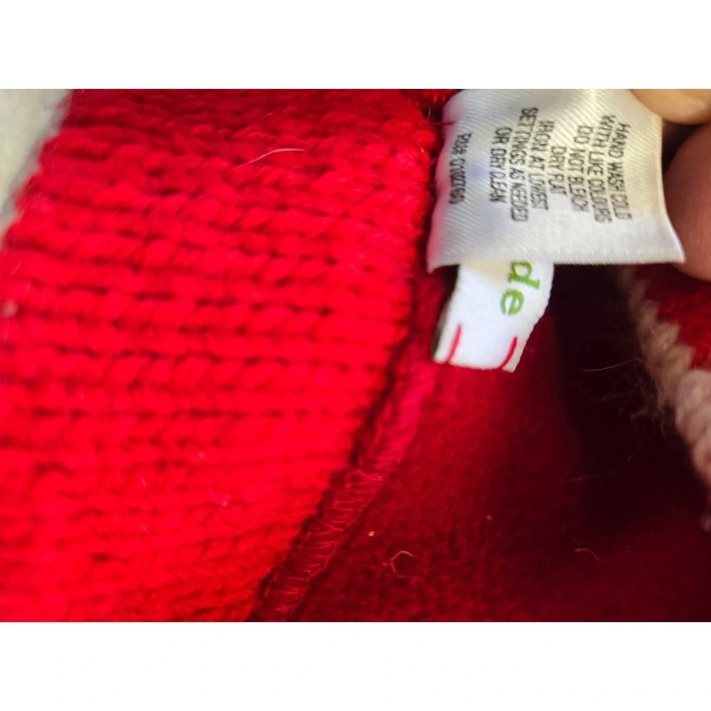Kate Spade Bah Hum Bug Red Wool Fleece Lined Earflap Hat Pom Pom Beanie